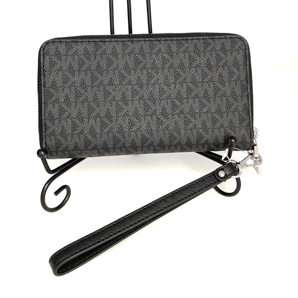 MichaelKors Flat Phone Case Wallet MiniLogo Black - Picture 4 of 7